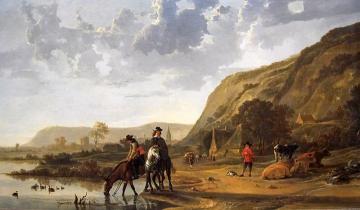 River Landscape with Riders Artwork by Aelbert Cuyp