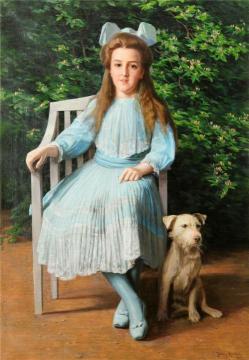 Girl with Dog Artwork by Johan Krouthén