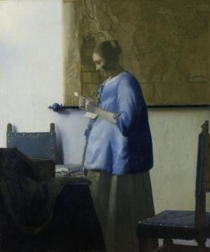 Woman in Blue Reading a Letter Artwork by Johannes Vermeer