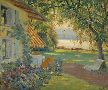 The Artist's Garden On Lake Starnberg Artwork by Edward Cucuel