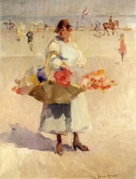 A Flower Girl on the Beach Artwork by Isaac Israels