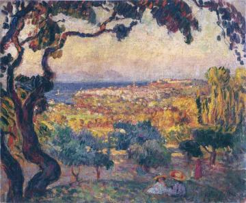Two children by the bay at St Tropez Artwork by Henri Lebasque