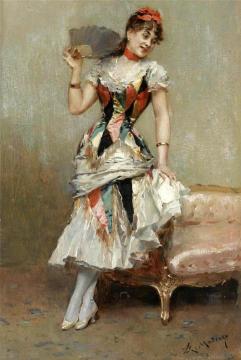 Aline With A Fan Artwork by Raimundo de Madrazo y Garreta