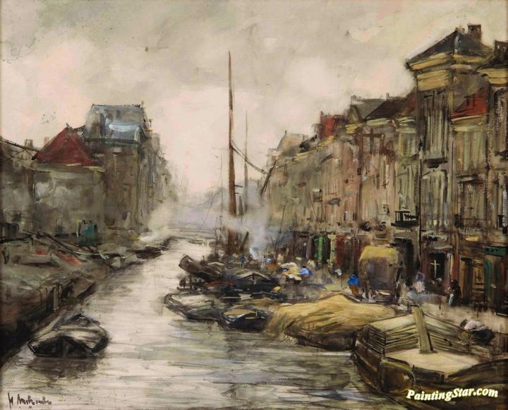 Canal Brouwersgracht in The Hague Artwork by Floris Arntzenius