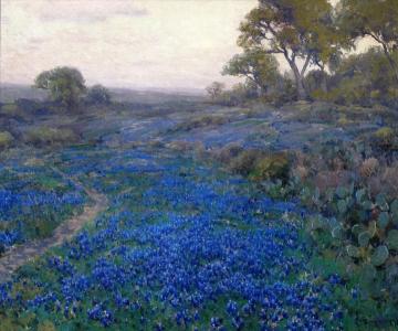 Bluebonnets at Twilight North of San Antonio Artwork by Julian Onderdonk