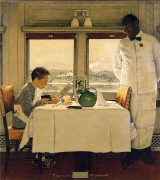 Boy in a Dining Car Artwork by Norman Rockwell