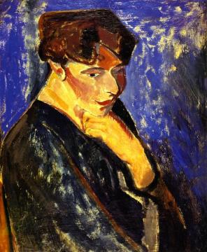 Woman With Blue Background Artwork by Alfred Henry Maurer