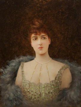 Portrait Of An Auburn-haired Woman Artwork by Georges Croegaert