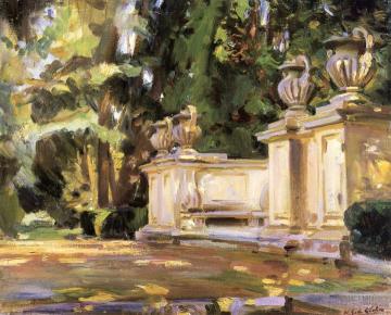 The Stone Seat at Wilton Park, England Artwork by Wilfred Gabriel De Glehn