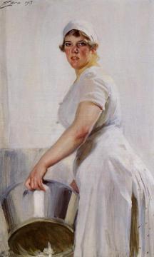 A Kitchen Maid Artwork by Anders Zorn