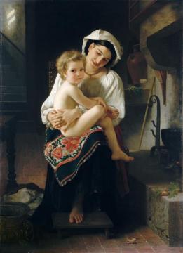 Young Mother Gazing at Her Child Artwork by William Adolphe Bouguereau