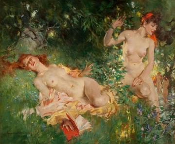Nymphs in Summer Artwork by Howard Chandler Christie