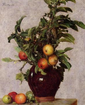 Vase with Apples and Foliage Artwork by Henri Fantin-Latour