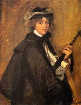 Girl in Black Cape Artwork by William James Glackens
