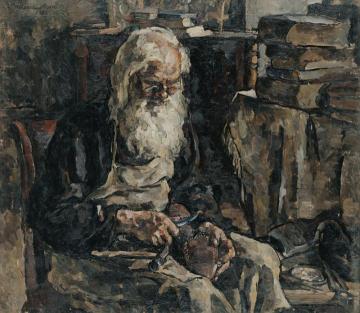 Vissarion The Shoemaker At Work Artwork by Pyotr Konchalovsky