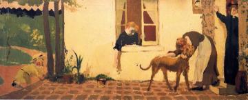 Stroking the Dog Artwork by Edouard Vuillard
