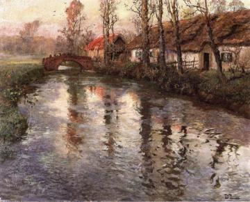 Cottages along a River, Normandy Artwork by Fritz Thaulow