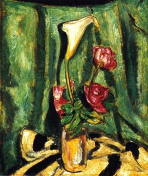 Still LIfe with Calla Lily and Roses Artwork by Alfred Henry Maurer