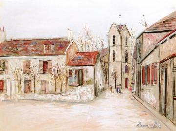 Church Plaza Artwork by Maurice Utrillo