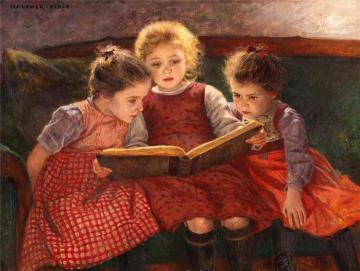 Three Reading Girls Artwork by Walther Firle