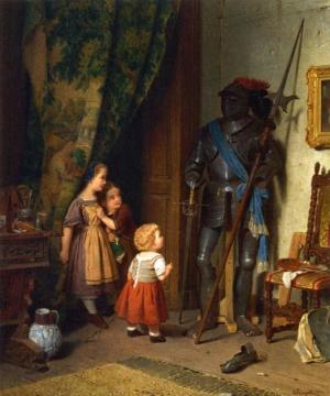 Children In The Painter's Studio Artwork by August Friedrich Siegert