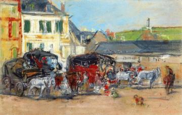 The Departure Of The Coaches Artwork by Eugène-Louis Boudin