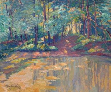 Landscape with a pond Artwork by Václav Radimský