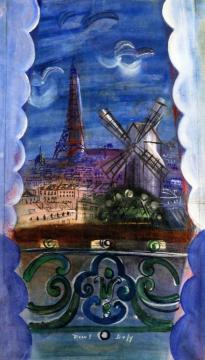 Window Overlooking The Eiffel Tower And The Moilin Rouge Artwork by Raoul Dufy
