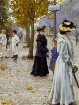 Waiting for the Tram Artwork by Paul Gustave Fischer