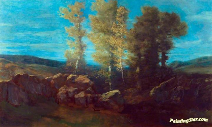 Landscape with a Stream and Hills Artwork by Alphonse Legros