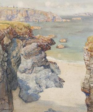 Harlyn Bay, Trevose, Cornwall Artwork by Albert Moulton Foweraker