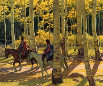 Through The Sunlit Aspens Artwork by E. Martin Hennings