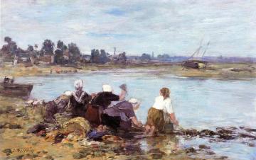 Laundresses on the Banks of the Touques Artwork by Eugène-Louis Boudin