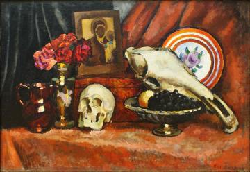 Still Life with Skull Artwork by Ilya Mashkov