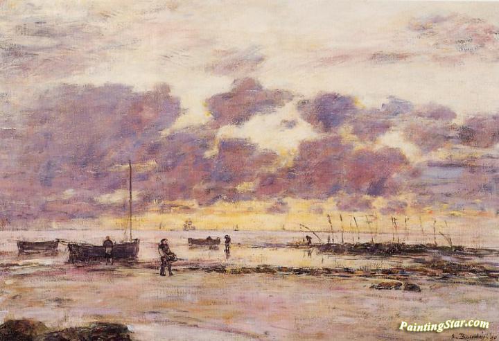 The Shores of Sainte Adresse at Twilight Artwork by Eugène-Louis Boudin