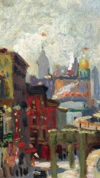 New York City, Chatham Square (sketch) Artwork by Colin Campbell Cooper