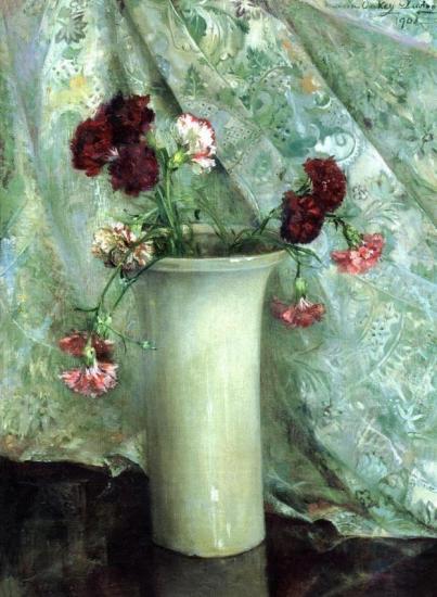 Carnations In A Satsuma Vase Artwork by Maria Oakey Dewing