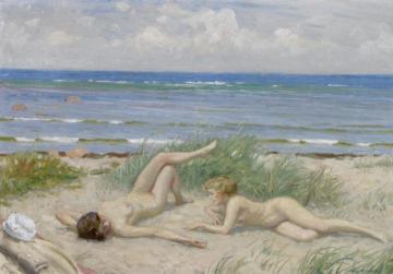 Girls on the beach, Båstad Artwork by Paul Gustave Fischer