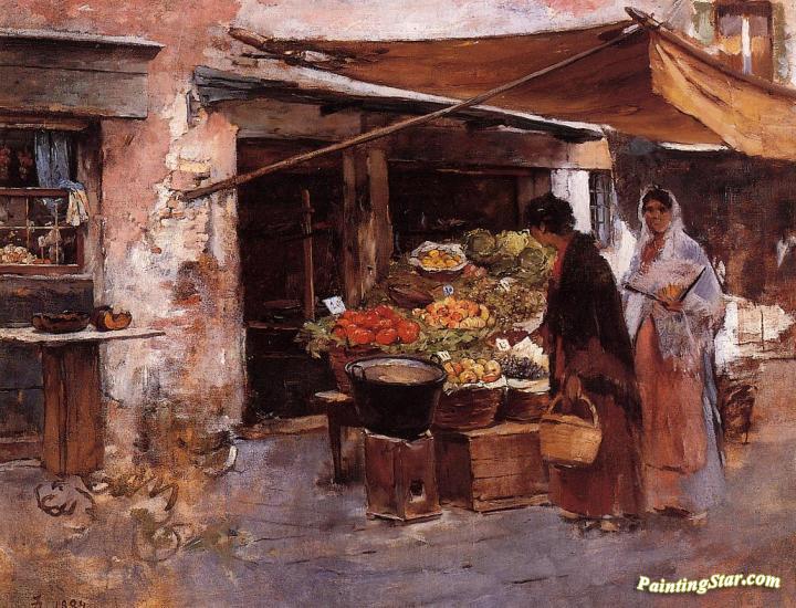 Venetian Fruit Market Artwork by Frank Duveneck