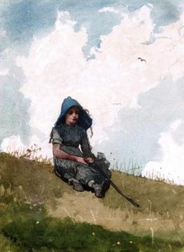 Little Shepherdess Artwork by Winslow Homer