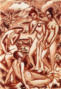 Group of Figures Artwork by Hermann Max Pechstein