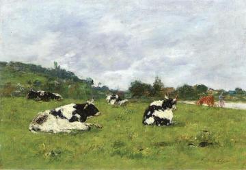 Cows in the Pasture Artwork by Eugène-Louis Boudin