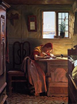 Young Girl Writing Artwork by Christen Dalsgaard