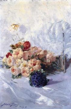 Still Life with Flowers and Fan Artwork by Abbott Fuller Graves