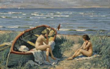The Beach At Båstad Artwork by Paul Gustave Fischer