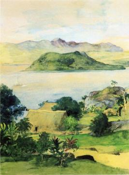 At Naiserelangi from Ratu Jonii Mandraiwiwi's "Yavu," July 14th, 1891 Artwork by John La Farge