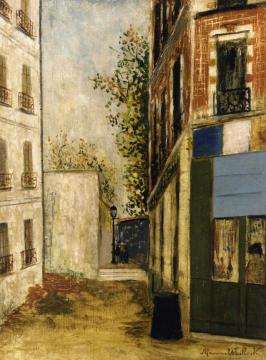 Rue Mont-Cenis, The Cabaret of the Beautiful Gabrielle Artwork by Maurice Utrillo