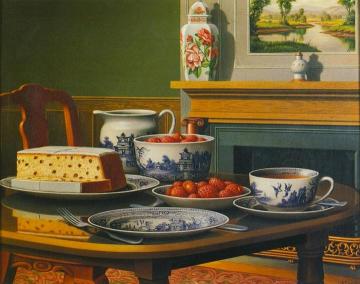 Tea, Cake And Strawberries Artwork by Levi Wells Prentice