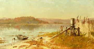 A Fisherman's Windlass, sketch on the Hudson Artwork by Thomas Worthington Whittredge