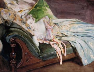 The Green Cushion Artwork by Irving R. Wiles
